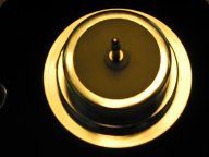 1/8 "mini" Stereo Jack set in blue GITD Epoxy, shouldered to seat into Driver Pill securely